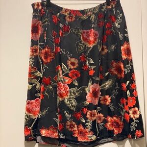 Floral A-Line Skirt in Black and Red
